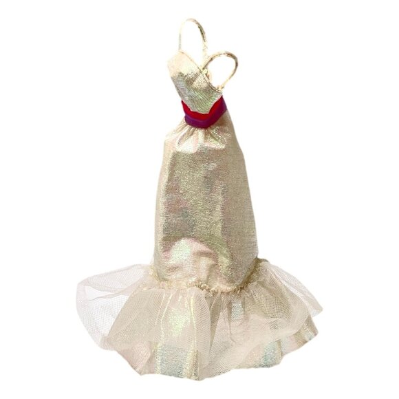 Vintage Barbie Fashion Crystal Barbie Doll Clothing Dress White Taffeta - Picture 2 of 5